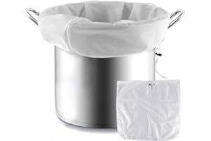 TEOZBLU Filtro de Cocina Reutilizables 66x56cm, Colador de Cerveza Malla Fina con Cordón, olsa para Leches Vegetales para Colar Vino Café Zumo Mermelada