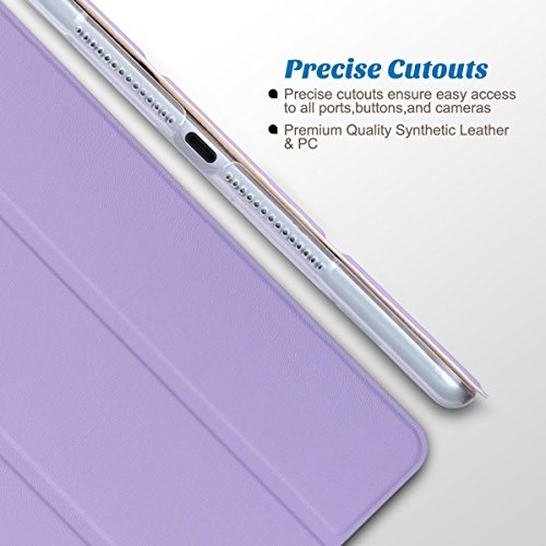 iPad Air 2 Hülle, ULAK Ultra Dünn [Gemusterten Design] Wickelfalz Ledertasche mit Lichtdurchlässig Rückseite Abdeckung Schutzhülle für Apple iPad Air 2 / iPad 6 / Auto aufwachen / Schlaf Funktion (Lavendel) - 5