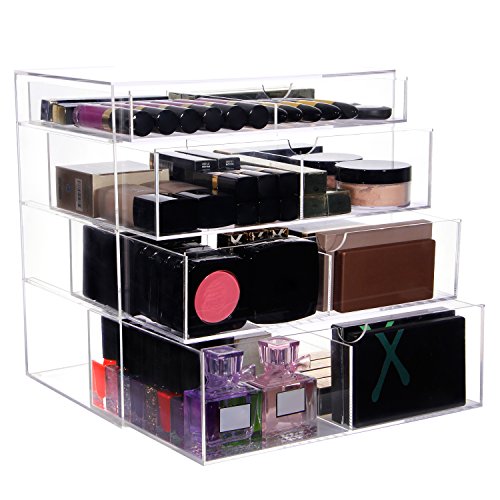 Lifewit Kosmetikorganizer Acryl Makeup Aufbewahrung Kosmetik Organizer Aufbewahrungsbox Sortierkasten 4 Schubladen 30x30x20 cm - 2