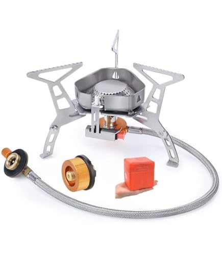WADEO 7200W winddichter Campingkocher, Camping-Gaskocher mit Piezo-Zündung und Butan-Adapter, Tragbarer Campingherd Rucksackkocher Gasbrenner mit Aufbewahrungsbox für Camping Wandern Picknick