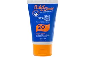 SOLEIL DES CIMES | Crèmes protectrice Visage SPF 20 - Idéale pour les Conditions Extrêmes - Hydrate & Protège - Fabriquée en France