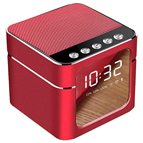 Preisvergleich Produktbild LOEROY Digitaler Wecker, Wecker mit Bluetooth Lautsprecher Funktion, tragbare Funklautsprecher mit Bluetooth 4.1, LED-Zeitanzeige, AUS, TF-Karte (Größe: × 85 × 70 mm).