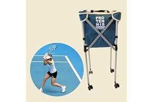 ProTe nnisAustria Panier à balles de tennis avec roulettes 38 x 38 x 85 cm en métal – Bleu – Chariot à roulettes de tennis