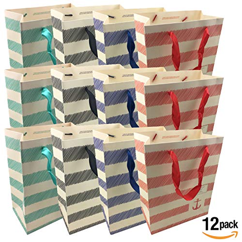 NIMNIK Bolsas de Regalo de Papel - Bolsa de Papel, Bolsa de Papel para Regalos de cumpleaños 12 PC [23 x 18 x 10 cms]