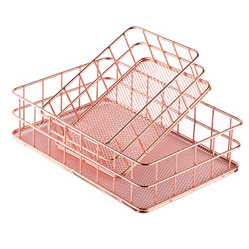 Pink wired baskets for supplies