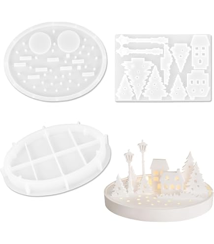2 Pezzi Stampi in Silicone per Case, Stampi in Silicone per Colata con Finestra, Stampo Portacandele, Stampi per Gesso per Nell'artigianato in Gesso Candele Fai Da Te, Casa Natale