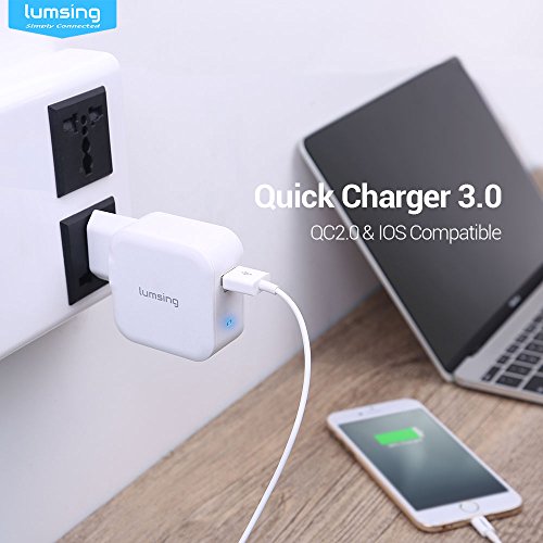 Lumsing QC 3.0 Ladeadapter USB Ladegerät 18 W mit Wandladegerät für iPhone 7/7Plus/6S/6S Plus/6/6Plus,iPad Air,iPad Mini,Galaxy S7/S7 Edge/S6/S5 / S4 / S3, Note3/4,Kameras, MP5 / MP4 ,andere Smartphone und Tablette Weiß - 5