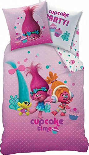 Book's Cover ofLES TROLLS  Housse de Couette 140x200  Taie dOreiller 63x63  Parure de lit Cupcake