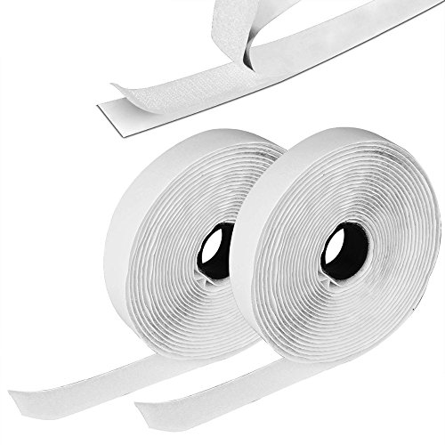 Hook and Loop Tape Self Adhesive Heavy Duty, ZZM 5m Reusable Double Sided Hook Loop Tape Roll Sticky Back Velcro Tape for Attaching Stapling Sewing Nailing (White)