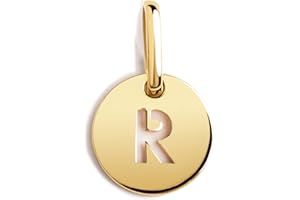 SINGULARU - Mini Medallion Letter. Pendentif initiale en argent sterling 925 avec finition plaquée or 18 Kt. À combiner avec un collier. Bijoux pour femme. Lettre A-Z.