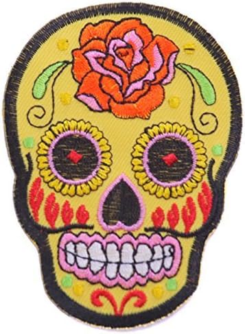 b2seecandy skull candy skull patch patches skull yellow rose