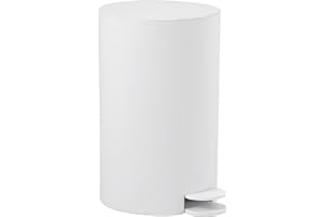 Gedy SHARON Papelera basura baño, 3L, con pedal y tapa, Resinas termoplásticas, Blanco Mate, 15,8 x 19,5 x 25,4