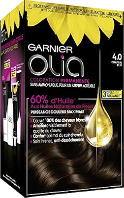 Garnier - Olia - Coloration Permanente à l’Huile Sans Ammoniaque Châtain - 4.0 Châtain Pur