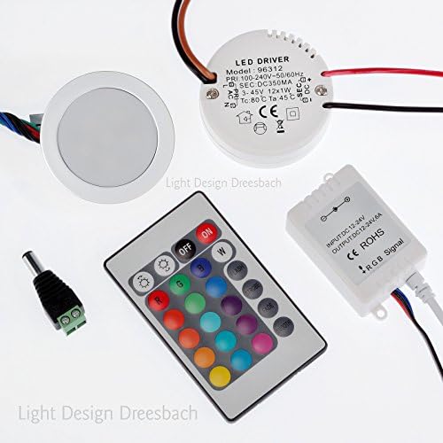 Set of 6 Recessed LED Floor Light Indoors and Outdoors 0,5Watt IP67 Transformer 12V RGB and RGB LED Controller
