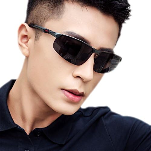 HCIUUI New Polarized Sunglasses Men's Sunglasses Personality es Driver Mirror Drive Driving Sports Sunglasses Men,Gun Box Black and Grey Polarizer (Send Night Vision Goggles) (Re-send sunglasses)
