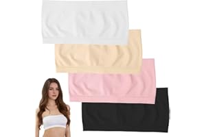 ARADOEA 4 Pack Girls Strapless Bra Non Padded Girls Strapless Breathable Underwear Tube Tops Stretchy Wrapped Breast Bralette Classic Trackless Lingerie Seamless Bandeau Sports Bra for Teens Adolescent