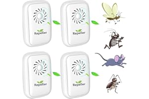 WUGEIN Antizanzare Ultrasuoni 4 Pack, Ultrasuoni per Topi Repellente, Repellente Ultrasuoni Anti Zanzare, Ultrasuoni Dissuasore Anti Zanzare, Topi, Ratti, Insetti, Scarafaggi, Formiche, Flea