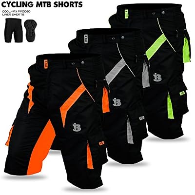 Biz Inn Sports Short de vélo/VTT hors-route rembourré avec technologie CoolMax, Homme, gris