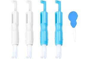 BRIOTA Sewing Machine Needle Threaders, 4 Pcs Automatic Threaders in Blue and White, Multi-Functional Quick Needle Threader, Needle Threading Tool for Sewing Machine
