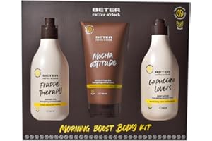 Beter - Set Cuidado Corporal Coffee O’clock, Set de Ducha 3 Piezas con Gel de Baño, Loción Corporal y Gel Exfoliante, Aroma a Café y Coco, Set de baño para mujer, Fórmulas Veganas, Set Regalo