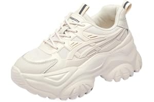 JXPXBAO Leichte Trainer mit Dicker Sohle für Frauen, die lässige, atmungsaktive Laufschuhe tragen, Retro-Sneakers mit rutschfesten, stoßdämpfenden Schuhen für draußen