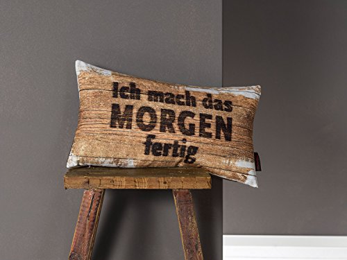 Kissen ca. 27×46 cm Spruch „NORMALERWEISE HÄLT DAS“ aus der Serie „Heimwerker“ im Branding-Look (gefüllt) Farbe allover-braun 1 Stück - 4