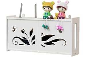 PPGE Home Boîte de Rangement pour Routeur WiFi, Blanche Boite de Rangement pour Cable, Etagere Murale Rrangement pour Routeur WiFi, Étagere Murale sans Percage, Support de Stockage de Mural
