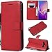 Produktbild Galaxy S10 Hülle, Leder Tasche Handyhülle Flip Wallet Schutzhülle für Samsung Galaxy S10 mit Ständer und Kartenfächer/Magnetverschluss#R (Rot)
