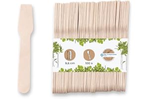 ‎BIOZOYG BIOZOYG Umweltfreundlicher Eisportionierer I 100 Eisstiele Holz I Biologisch abbaubare Eislöffel I Holzlöffel einweg I Nachhaltige Eislöffel portionierer I Klimaneutrale Eiscreme Löffel