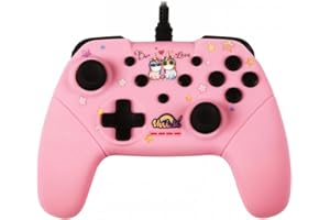 Konix Unik Controller con cavo per Nintendo Switch, Switch 2 e PC - Cavo da 3 m - Fantasia Be Love, unicorni - Rosa