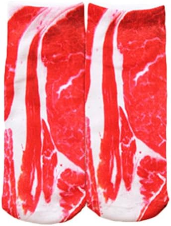 Xiaoqing 3D Printed Unisex Harajuku Ankle Socks Multiple Patterns Meat