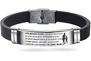 HAYOUWAY Einstellbar Armbänder Silikonarmband Silikon Edelstahl Armband Geburtstagsgeschenk Abschlussfeier Geschenk für Sohn Tochter Herren Damen