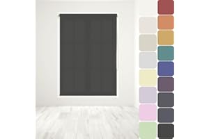 CAECUS Straight Edge Dim-Out Roller Blind - Easy Fit Home Office - 210cm Width x 160cm Width Drop - Black