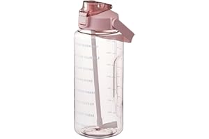 Dzqad Gourde 2L Motivation Bouteille Étanche Boissons | Sans BPA | Avec Paille Et Marqueur De Temps | Pour Sports, Salle De Sport, Cyclisme, Bureau, Camping