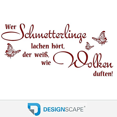 DESIGNSCAPE® Wandtattoo Schmetterlinge lachen | Spruch mit Schmetterlingen 60 x 29 cm (Breite x Höhe) dunkelrot DW801405-S-F21 - 2