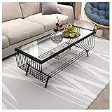 FUDIV Table Basse en Verre Trempé Solide Élégante Table Fonctionnelle Salon Jardin Table De Canapé Rectangulaire 39 Pouces De Diamètre