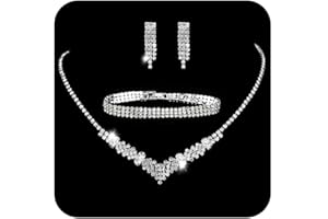 Ushiny Set di gioielli da sposa strass collana orecchino braccialetto set cristallo oscillante orecchino per donne e ragazze