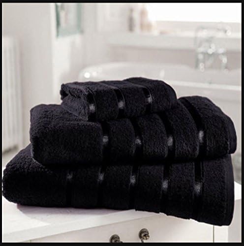 Adam Linens Satin Stripe Towel 100% Egyptian Cotton (Bath Sheet, Black)