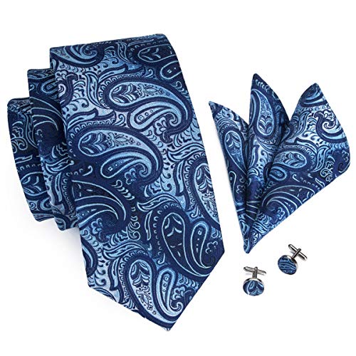 Hi-Tie - Corbata - para hombre Azul Navy Blue Paisley Talla única