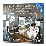 Motivspiegel Silberhochzeit 3 silberne Hochzeit Geschenk Wandspiegel Spiegel mit Gravur Wandbild (30x30cm)
