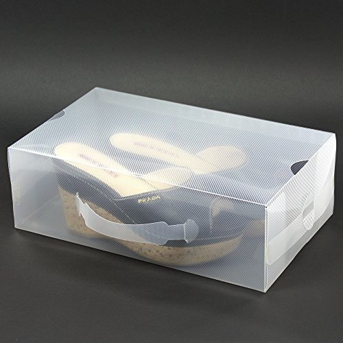 H&S Schuh-Aufbewahrungsboxen, für Damen, stapelbar, faltbar, Kunststoff, durchsichtig, Grün, Pink, 20 Stück farblos - 2