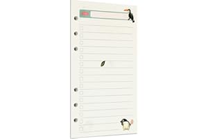 Zelten Carta perforata multicolore, 45 fogli, 90 pagine, per rilegatura a 6 fori, quaderno ricaricabile (A6, Rainforest Todo List)