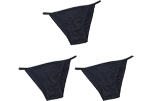 FRESQA Bragas de Bikini para Mujer, Calzoncillos Sexis de Tiro bajo de Talla Grande, Ropa Interior Femenina de Seda de Hielo sólida con Entrepierna de algodón, Tanga, 3 uds.