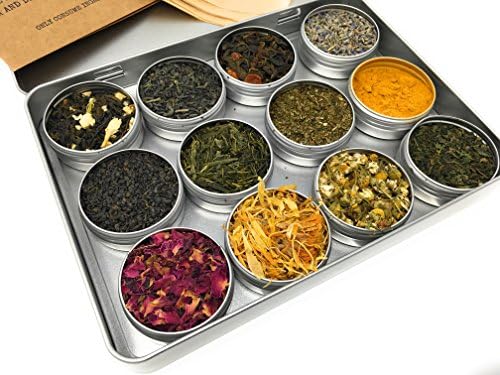 Green herbal tea Kit | 5 Teas and 7 Herbal Ingredients to Create Delicious Tea | Includes Japanese Sencha, Ceylon Gunpowder, Chunmee, Hibiscus, Rose, Turmeric | The Perfect Tea Gift, Filter Papers Included