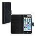 Produktbild Carlsson Leder Case Hülle für Apple iPhone SE / 5 / 5S - Wallet Flip Tasche aus Leder mit Standfunktion in Schwarz