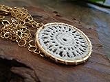  ★ GEHÄKELTER TRAUMFÄNGER - DREAMCATCHER GOLDENE EDELSTAHL KETTE ★ wunderbare Erbskette mit einmaligem Anhänger in gold