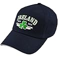 Carrolls Irish Gifts Baseball Cap with Embroidered Ireland Limited Edition Print and Shamrock, Navy