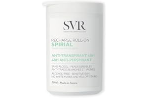 SVR - Spirial Roll-On Recharge Déodorant Anti-Transpirant 48h - Peaux sensibles - Sans alcool - Anti-traces - Efficacité 48h - Éco-recharge - 50 ml