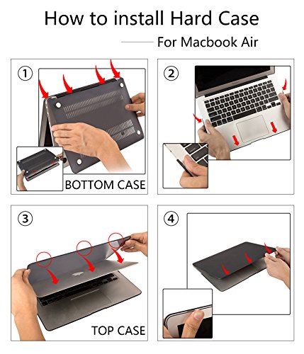 STONG Matte Gummierte Harte Schutzhülle für Macbook Air 13“ Hülle Cover Schale Schutz Hülle Tasche Silicon Case Shell Hard Plastik mattiert SchutzTasche + tpu Tastatur-Schutzfolie (Schwarz) - 7