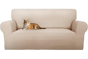 Cotopuro Copridivano 3 Posti (180-260CM) Con Braccioli, Copridivani in Velluto Elasticizzato Antigraffio Per Gatti, Copridivani Universale, Super Morbido e Confortevole - Beige